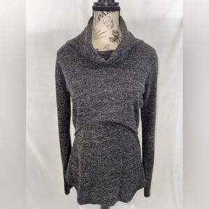 CAbi #945 Charcoal Mock Cowl Crop-top & Tank Top Sweater combination (v)